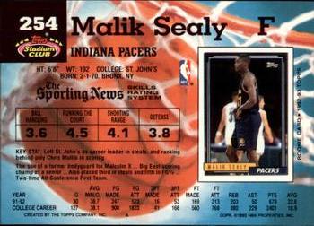 1992-93 Stadium Club - Members Only #254 Malik Sealy Back