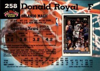 1992-93 Stadium Club - Members Only #258 Donald Royal Back