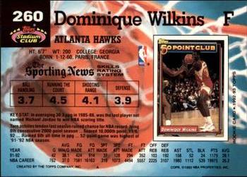 1992-93 Stadium Club - Members Only #260 Dominique Wilkins Back