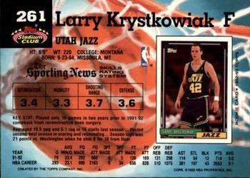 1992-93 Stadium Club - Members Only #261 Larry Krystkowiak Back