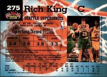 1992-93 Stadium Club - Members Only #275 Rich King Back