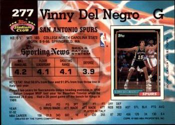 1992-93 Stadium Club - Members Only #277 Vinny Del Negro Back