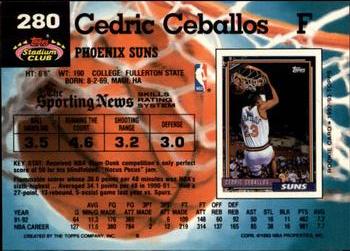 1992-93 Stadium Club - Members Only #280 Cedric Ceballos Back