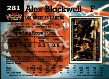 1992-93 Stadium Club - Members Only #281 Alex Blackwell Back