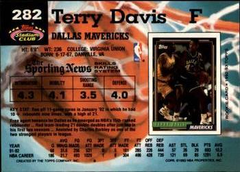 1992-93 Stadium Club - Members Only #282 Terry Davis Back