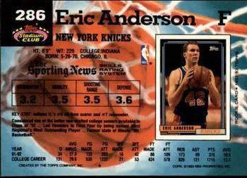 1992-93 Stadium Club - Members Only #286 Eric Anderson Back