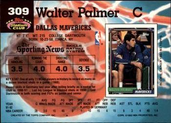 1992-93 Stadium Club - Members Only #309 Walter Palmer Back
