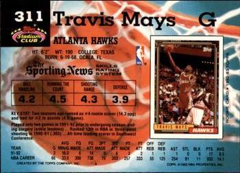 1992-93 Stadium Club - Members Only #311 Travis Mays Back