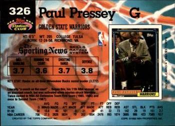 1992-93 Stadium Club - Members Only #326 Paul Pressey Back