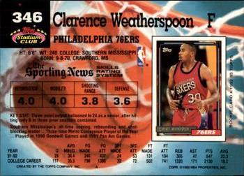 1992-93 Stadium Club - Members Only #346 Clarence Weatherspoon Back