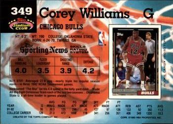 1992-93 Stadium Club - Members Only #349 Corey Williams Back