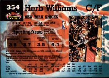 1992-93 Stadium Club - Members Only #354 Herb Williams Back