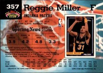 1992-93 Stadium Club - Members Only #357 Reggie Miller Back