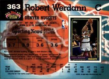 1992-93 Stadium Club - Members Only #363 Robert Werdann Back