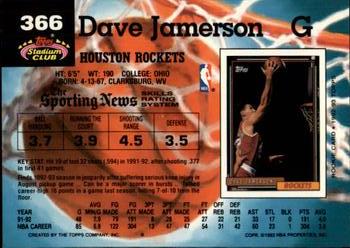 1992-93 Stadium Club - Members Only #366 Dave Jamerson Back
