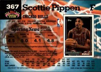 1992-93 Stadium Club - Members Only #367 Scottie Pippen Back