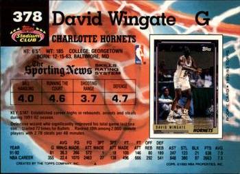 1992-93 Stadium Club - Members Only #378 David Wingate Back