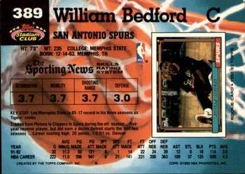 1992-93 Stadium Club - Members Only #389 William Bedford Back