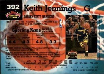 1992-93 Stadium Club - Members Only #392 Keith Jennings Back