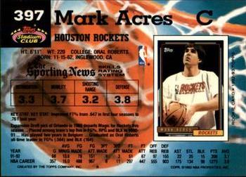 1992-93 Stadium Club - Members Only #397 Mark Acres Back