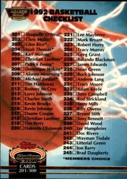 1992-93 Stadium Club - Members Only #399 Checklist: 201-300 Front