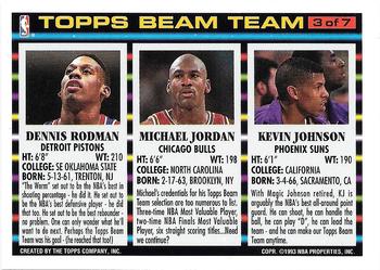 1992-93 Topps - Beam Team Gold #3 Kevin Johnson / Michael Jordan / Dennis Rodman Back