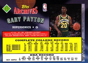 1992-93 Topps Archives - Gold #137 Gary Payton Back