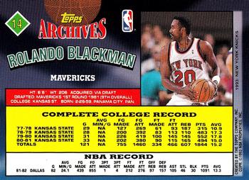 1992-93 Topps Archives - Gold #14 Rolando Blackman Back
