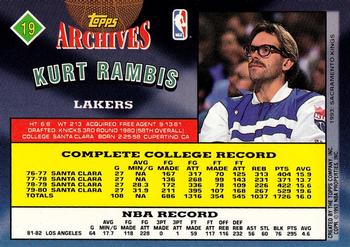1992-93 Topps Archives - Gold #19 Kurt Rambis Back