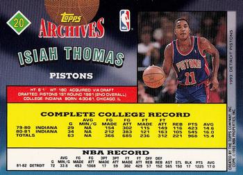 1992-93 Topps Archives - Gold #20 Isiah Thomas Back