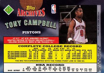 1992-93 Topps Archives - Gold #47 Tony Campbell Back