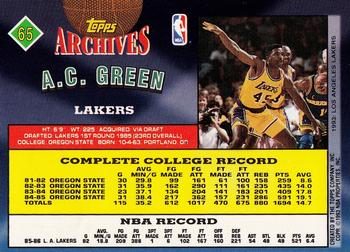 1992-93 Topps Archives - Gold #65 A.C. Green Back