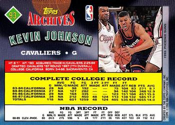 1992-93 Topps Archives - Gold #93 Kevin Johnson Back