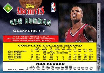 1992-93 Topps Archives - Gold #96 Ken Norman Back