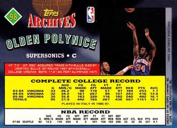 1992-93 Topps Archives - Gold #98 Olden Polynice Back