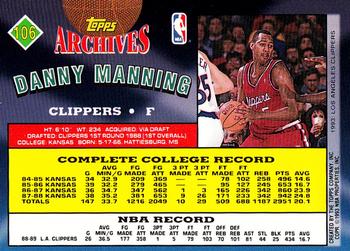 1992-93 Topps Archives - Gold #106 Danny Manning Back