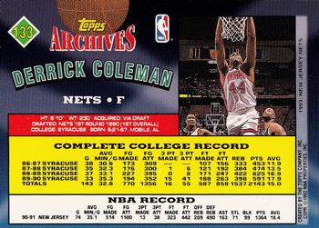 1992-93 Topps Archives - Gold #133 Derrick Coleman Back