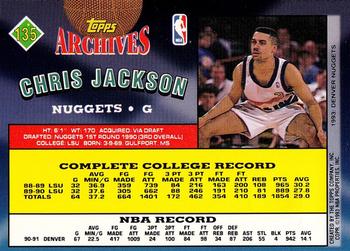 1992-93 Topps Archives - Gold #135 Chris Jackson Back