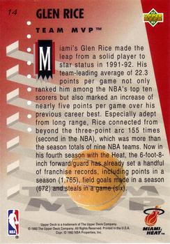 1992-93 Upper Deck MVP Holograms #14 Glen Rice Back