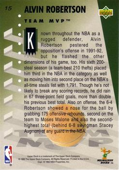 1992-93 Upper Deck MVP Holograms #15 Alvin Robertson Back