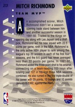 1992-93 Upper Deck MVP Holograms #23 Mitch Richmond Back