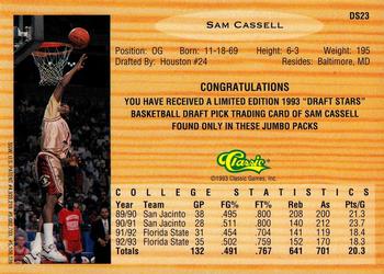 1993 Classic Draft Picks - Chromium Draft Stars #DS23 Sam Cassell Back