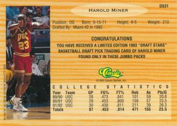 1993 Classic Draft Picks - Chromium Draft Stars #DS31 Harold Miner Back