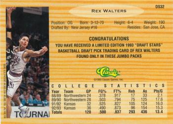 1993 Classic Draft Picks - Chromium Draft Stars #DS32 Rex Walters Back