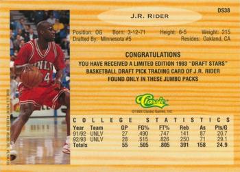 1993 Classic Draft Picks - Chromium Draft Stars #DS38 J.R. Rider Back