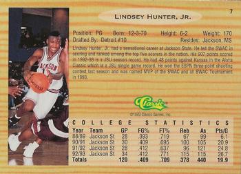 1993 Classic Draft Picks - Gold #7 Lindsey Hunter Back