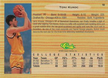 1993 Classic Draft Picks - Gold #10 Toni Kukoc Back