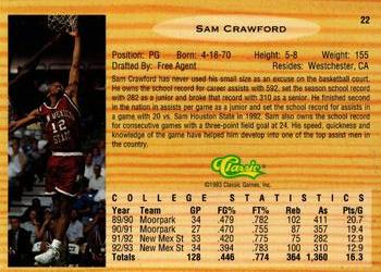 1993 Classic Draft Picks - Gold #22 Sam Crawford Back