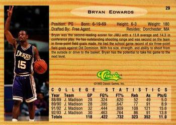 1993 Classic Draft Picks - Gold #29 Bryan Edwards Back