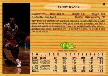 1993 Classic Draft Picks - Gold #32 Terry Evans Back